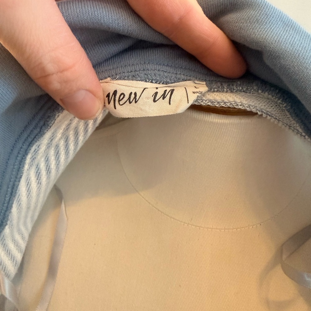 Effortless style Blue and Gray patchwork Button-Up Pullover - Picture 5 of 5